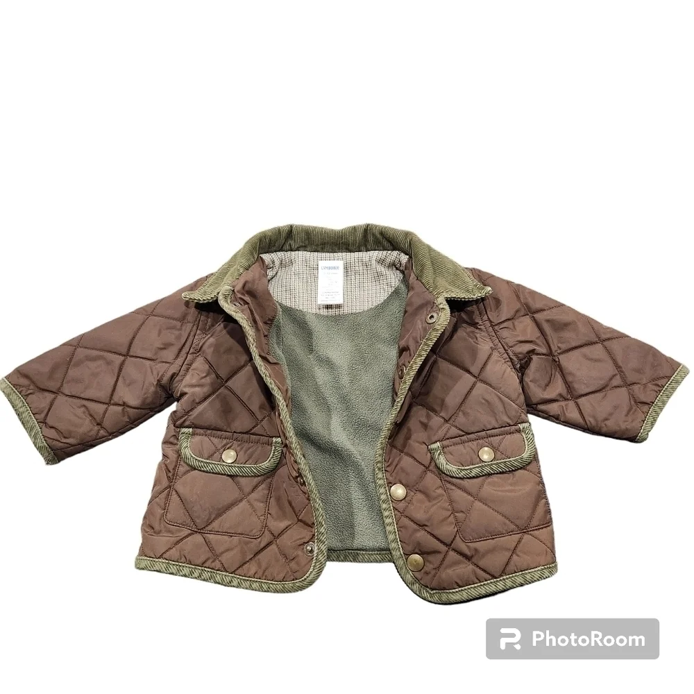 Gymboree Cozy Quilted Jacket With Corduroy Trim&Some Fleece Lining Size 6-12mos.